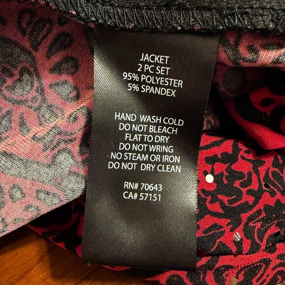 Jessica Howard Red Black Metallic Dot Jacket – Size 14W | Holiday Party Sparkle - Picture 6 of 6